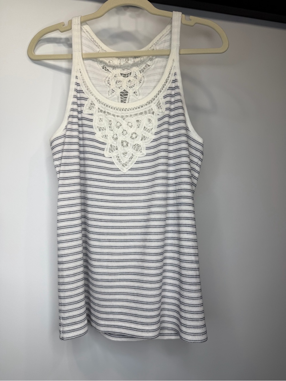 Polo Ralph Lauren White & Blue Striped Crochet Tank Top Women’s Large - Picture 2 of 12